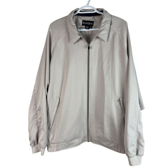 FootJoy Golf Mens Full Zip Windbreaker‎ Jacket XL Khaki Polyester Stretch - Picture 1 of 8